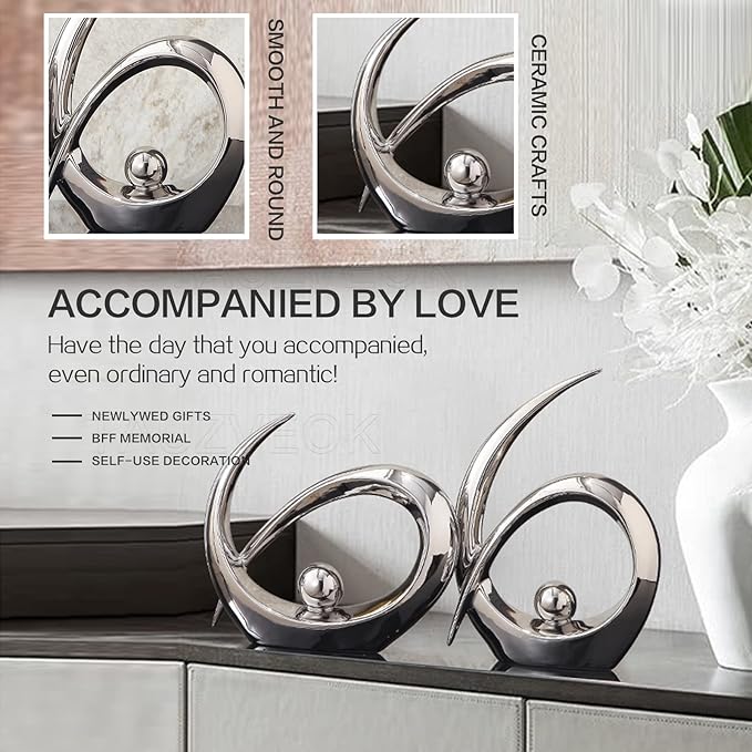 Sculptures Statues Sculptures Decoration, Ceramic Decoration Table Decoration Living Room, Decoration Apartment Modern Sculpture, d (Silver B)
