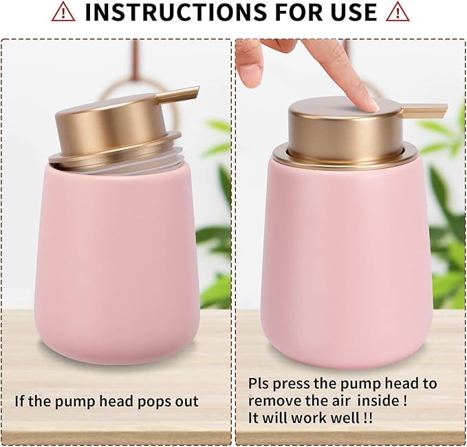 Soap Dispenser Ceramic with Easy-to-Press Pump Hand Lotion Liquid Dispenser for Shampoo Bathroom Kitchen 12 oz