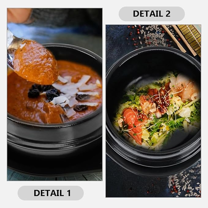 Cabilock Korean Stone Pot Casserole Cookware Stewing Pot Bibimbap Ceramic Soup Lid Korean Hot Kitchen Cooking