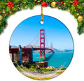 California San Francisco Golden Gate Bridge USA America Christmas Ornaments Ceramic Round Hanging Pendant Xmas Decor City Travel Souvenirs 3" Porcelain Double Sided