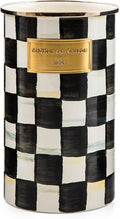 MACKENZIE-CHILDS Enamel Utensil Holder, Kitchen Utensil Holder for Countertop, Storage Caddy, Black-and-White Courtly Check