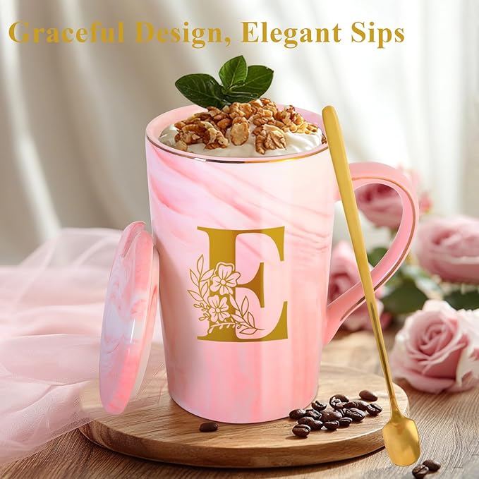 Personalized Ceramic Coffee Mug with Lid Tea Cup Best Female Friend Happy Birthday Gifts Ideal Close Women Bf Stuff Bestie Soul Sister Long Distance Personalized Unique Cute Christmas Xmas Present,E
