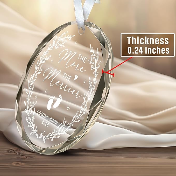 HEXMOZ Christmas Pregnancy Announcement Ornament for Grandparents, Husband, Family, Grandma, Aunt - Baby Coming Soon Announcement Ornament - Expecting Parents to Be Unique Gifts - Glass Ornaments