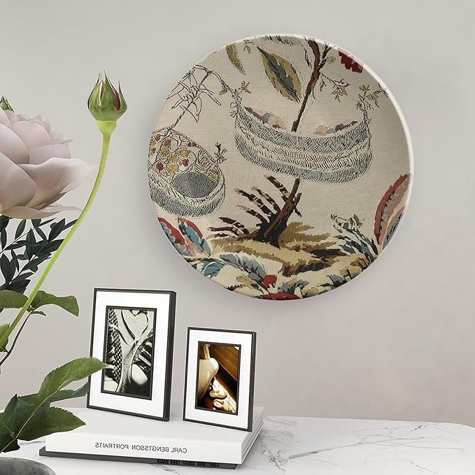 Moore Manor Antique Chinoiserie Vintage Plates, Chinoiserie Asian Village Customize Chinese Plates for Festival Wall Home Decor, with 1 Display Stand Art Decor for Art Decoration Housewarming Gifts