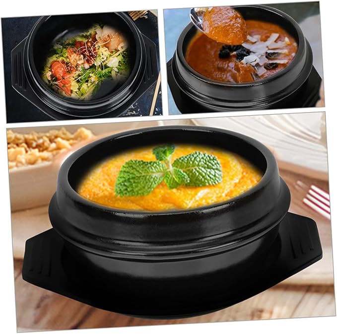 GLEAVI Korean Stone Pot Stewing Pot Ceramic Casserole Bibimbap Cooking Soup Lid Korean Hot Kitchen Cookware