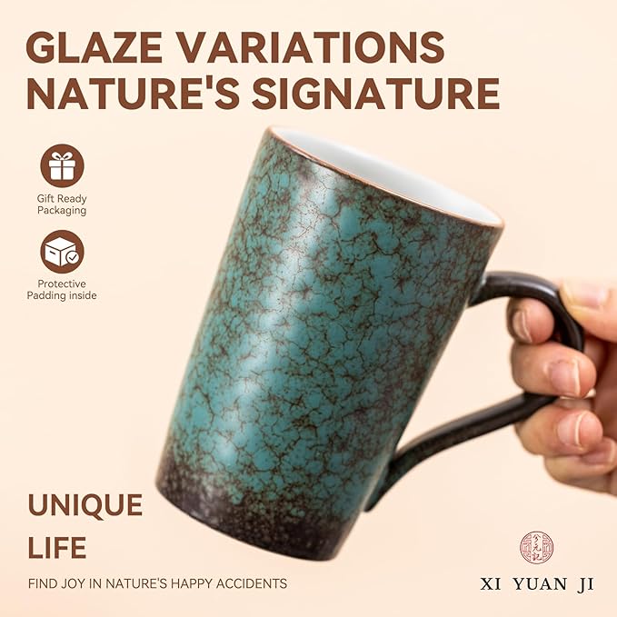 Premium Ceramic Coffee Mug 11oz – Unique Handmade Style Mug for Office & Home, Microwave Dishwasher Safe, Artistic Gift Coffee Cup for Yourself or Friends