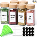 ComSaf 4 oz 6Pcs Glass Spice Jars with Label, Empty Spice Containers with Bamboo Lids, Square Seasoning Containers Trial and Supplement Set, Small Seasoning Bottles for Salt, Herbs, Sugar, Pepper