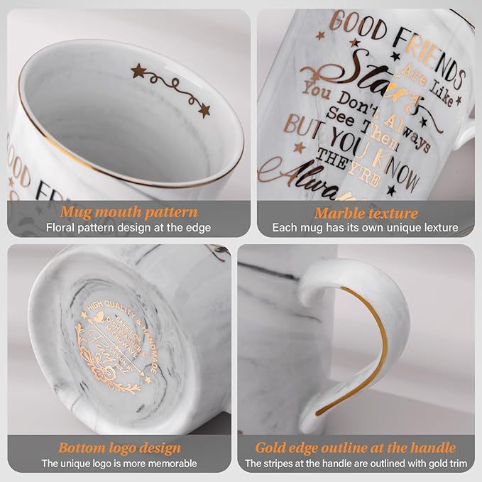 Biching Best Friend Birthday Gifts for Women - Friendship Gifts for Women - Perfect Birthday Present Ideas for Her, Female BFF, Sister - Ceramic Marble Coffee Mug 14 Oz Grey