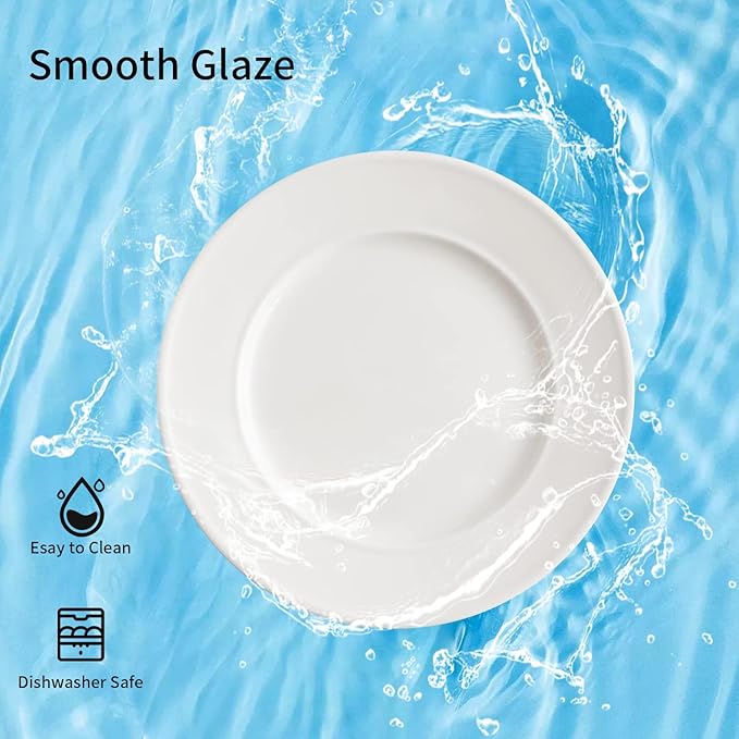 TAMAYKIM 18 Pieces 6 Inch Porcelain Dessert Plates, Small Appetizer Dinner Plate, Round Dinnerware Sets, Scratch Resistant, Microwave, Oven, and Dishwasher Safe, White