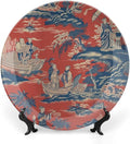 China Plates Cheng Toile Dynasty Red Chinoiserie Personalized Decor for Festival Housewarming Gifts Wedding Household Ceramic Craft for Decorative Ornaments with 1 Display Stand, Gifts for Men Women