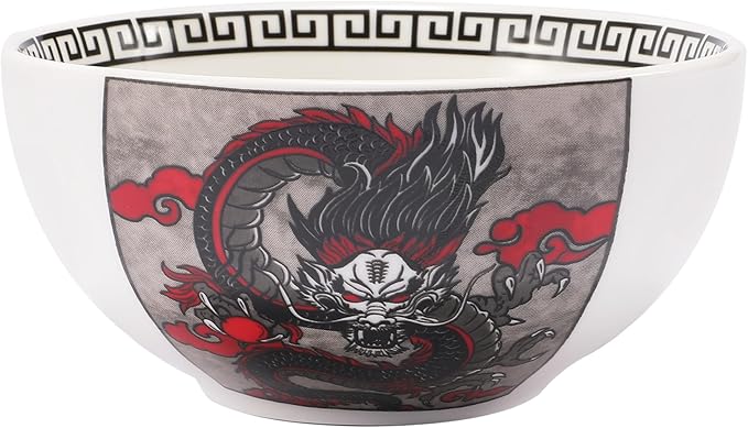 Hagary Dragon Rice Bowl Ceramic Bowl Japanese Korean Soup Bowl Pasta Salad Dessert Small Serving Bowl Housewarming Wedding Gifts Designed in Korea (No chopsticks) (Black, 10 oz – 1pc)