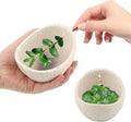 Pottery Herb Stripper Bowl, Handmade Ceramic Herb Peeling Cup with Different Hole Sizes for Separating Leaves and Stems(Color:White)