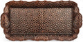 Alisveristime Small Ornate Metal Serving Tray – Ottoman Motif Decorative Tray (14.2" x 7.1", 10.8 oz) (Brown)