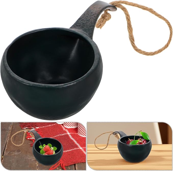 VOSAREA Retro Ceramic Ramen Soup Bowls with Handles Japanese Style Porcelain Serving Bowls for Noodles Snacks and Beverages for Outdoor Dining and Camping