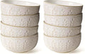 Artena Soup Bowls 32 OZ, Cereal Bowls Set of 4, White Embossment Ceramic Ramen Bowls for Dinner, Salad, Pho, Noodle, Pasta, Snacks, Dishwasher Microwave Safe, 6.3 Inch, Wheat Leaf (Pack of 2)