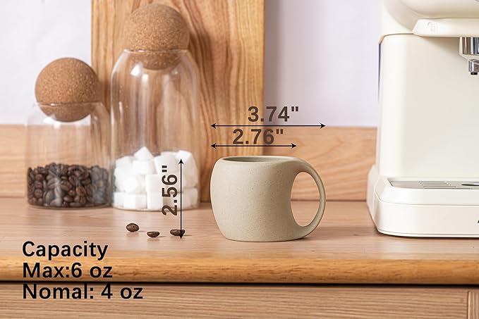 Ceramic Espresso Cups Set of 4, Double Espressos Shots Cup,4 OZ Espresso Mugs,Cute Small Coffee Cups for Double Shots,Cappuccino,Small Latte,Tea,Cafe (Neutral Beige, 4 OZ)