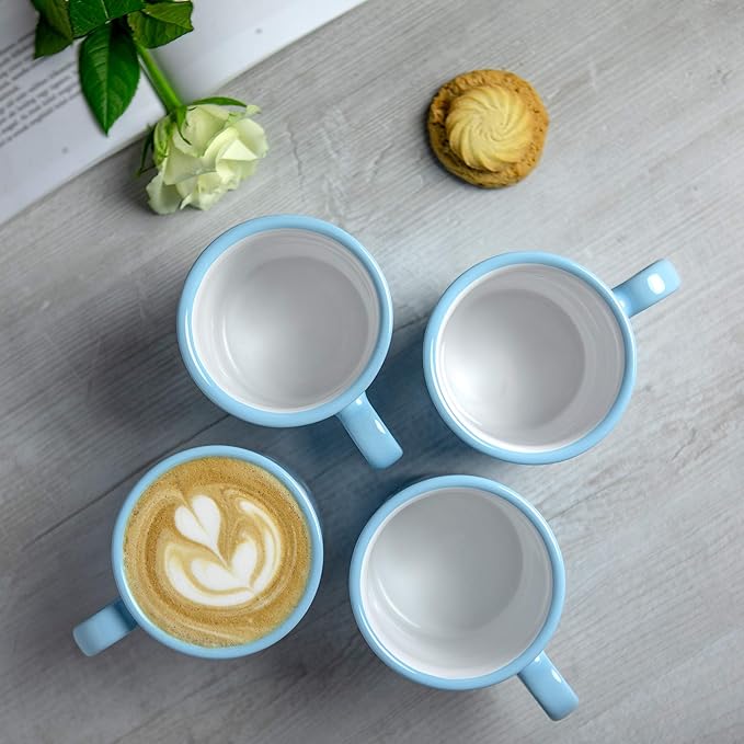 City to Cottage Handmade Light Sky Blue and White Polka Dot Ceramic Extra Large 17.5oz/500ml | Hot Chocolate, Coffee, Tea Mug, Cup with Handle Unique Designer Pottery Gift for Tea Lovers