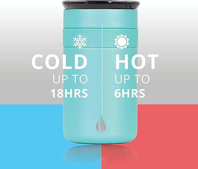 Elemental Personalized Artisan Insulated Tumbler, Triple Wall Coffee Travel Tumbler, Reusable Stainless Steel Coffee Tumbler with Ceramic Lid, Thermal Coffee Cup for Hot & Cold, 12oz - Robin's Egg