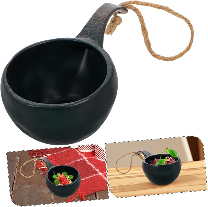 Japanese Porcelain Soup Bowl Set with Handle Ceramic Snack Bowl for Outdoor Dining Camping and Casual Gatherings