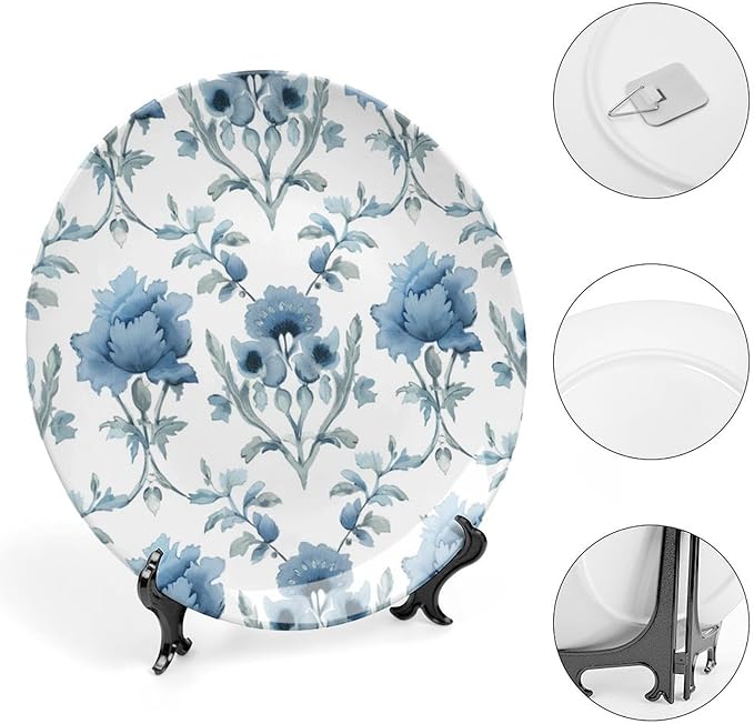 Mughal Flower in Monsoon Fashion Plates of 6", 7", 9", 10", Customize Hand-Painted Ceramic Decorative Plates, Office Home Decorations Art Decoration, Including Bracket And Special Hook