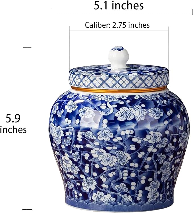 Ceramic Jar with Lid - Airtight Kitchen Canisters for Coffee and Tea Storage - Decorative Ceramic Canister (blue)