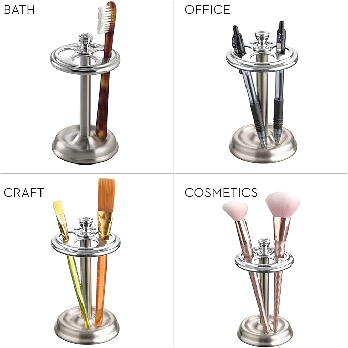iDesign Toothbrush Holder with 4 Divided Sections for Bathroom or Vanity - Set of 2 - Split Finish