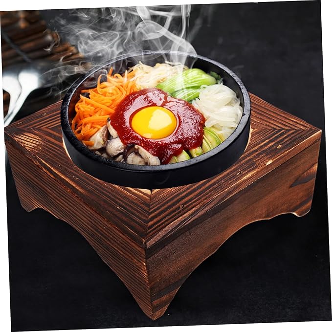 Wooden Pot Holder for Korean Bibimbap and Casseroles Heat-resistant Non-slip Design Elegant Wood Stand with Inner Diameter for Kitchen Use