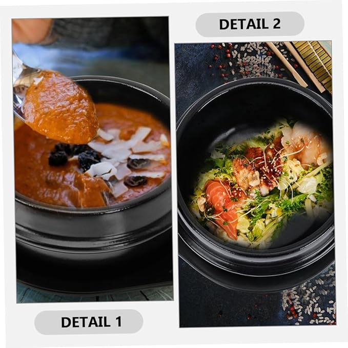 GLEAVI Korean Stone Pot Stewing Pot Ceramic Casserole Bibimbap Cooking Soup Lid Korean Hot Kitchen Cookware