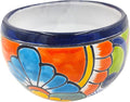 Cactus Canyon Ceramics Talavera Ceramic Planter, Hand-Painted Mexican Floral Print Plant Pot, Indoor Outdoor Round Bowl with Drainage Hole, Rustic Terracotta Decor, 8.5 Inch, Dark Blue Multicolor