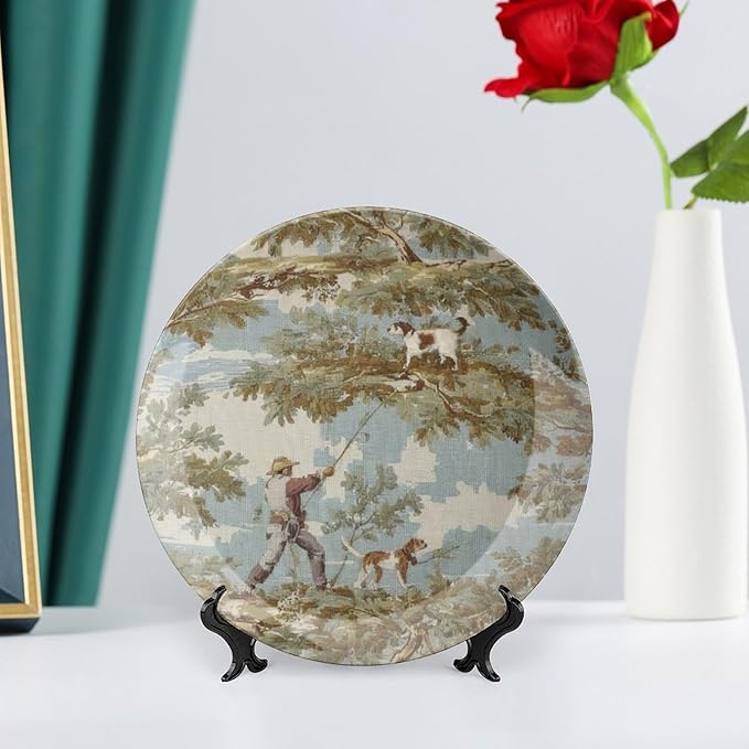Vintage Plates Farmhouse Country Village Personalized Decor for Office Household Housewarming Gifts Farmhouse Chinese Plates Including Bracket And Special Hook, Multi Sizes, Gifts for Men Women