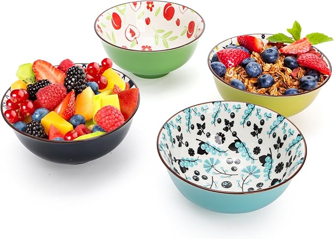 Cedilis 12 Pack Small Ceramic Bowls, 10 Fl-oz Porcelain Dessert Bowls, Assorted Colorful Ice Cream Bowl, Decorative Bowl Set for Dip, Condiments, Side Dishes, Soup, Snack, Yogurt, Appetizer, Rice
