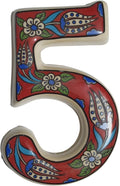 Large Ceramic Housewarming Sign Ceramic Address Plaque House Numbers Sign Door Personalized Coloured Decorative Hand Decoratede Housewarming Gifts Tulip Design 12 * 9 cm (Red, 5)