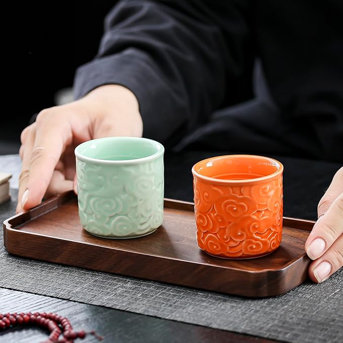 Ceramic Espresso Cups Set of 2 or 4-3oz Demitasse Cups for Coffee & Tea, No Handles, Durable & Dishwasher Safe (bisque, 2)