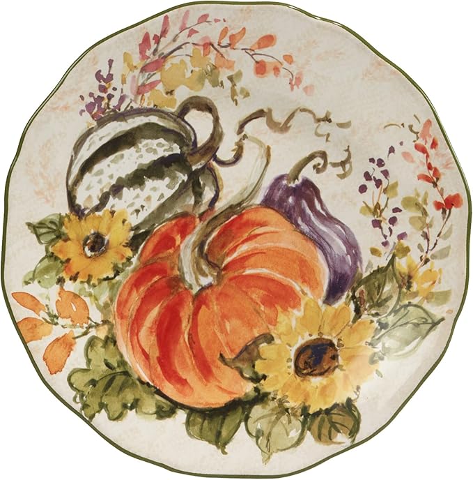 Certified International Harvest Morning Salad/Dessert Plates, Multicolor, Medium Set of 4,(Pack of 3)