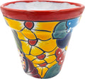 Cactus Canyon Ceramics Talavera Planter, Hand-Painted Mexican Traditional Ceramic Pot with Drainage Hole, Indoor Outdoor Rustic Botanical Terracotta, 7 Inch, Red Multicolor