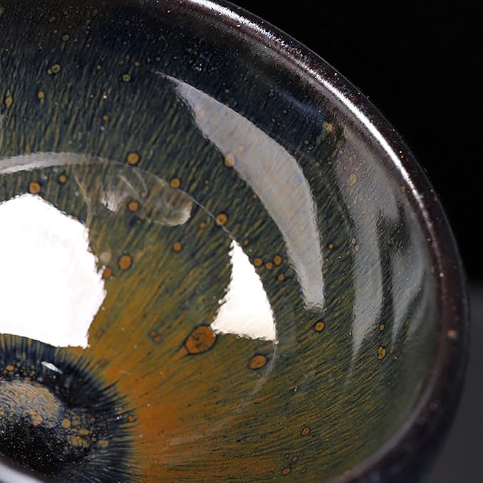 Traditional Japanese ceramic tea bowl, handcrafted with Tenmoku glaze, matcha bowl, tea ceremony cup, Jian ware, master-crafted teacup, Tenmokubowl (Jian ware oil-spot glaze teacup)