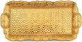 Alisveristime Small Ornate Metal Serving Tray – Ottoman Motif Decorative Tray (14.2" x 7.1", 10.8 oz) (Gold)