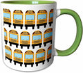 3dRose School Bus 11oz Two-Tone Green Mug