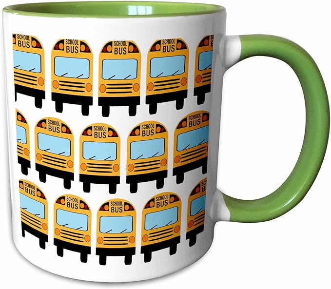 3dRose School Bus 11oz Two-Tone Green Mug