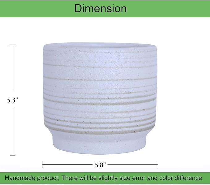 Ceramic Plant Pot 6 Inch Planter with Drainage Hole & Mesh Pad for Indoor Plant Pots Outdoor Plants Modern Plant Pot -Cylinder Round Ceramic Pots for Plants Succulent/Herbs/Violets
