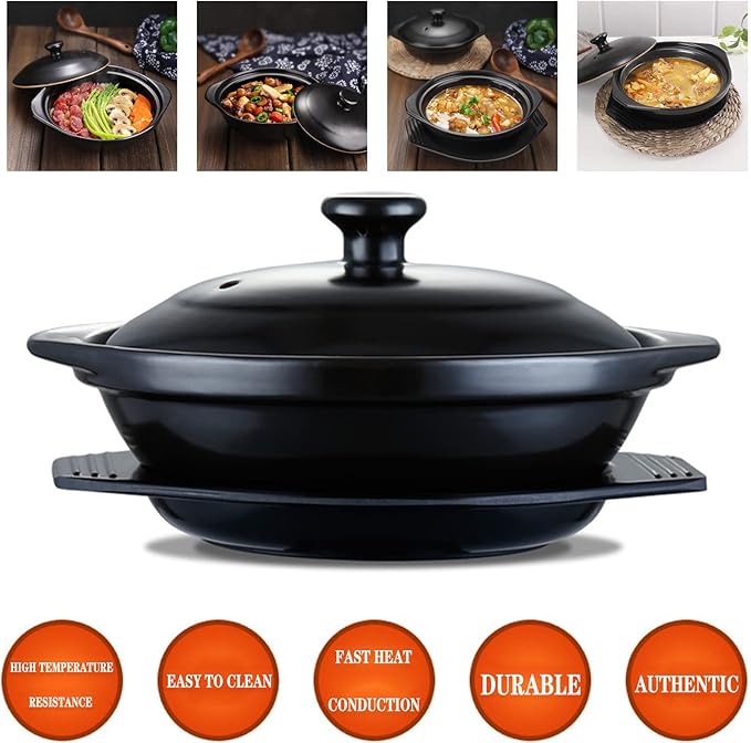 Terracotta Casserole Pot Ceramic Casserole Clay Pot, Korean Stone Pot - Easy to Clean, No Cracking at High Temperature, Simmered Or Stewed Household 770 ML