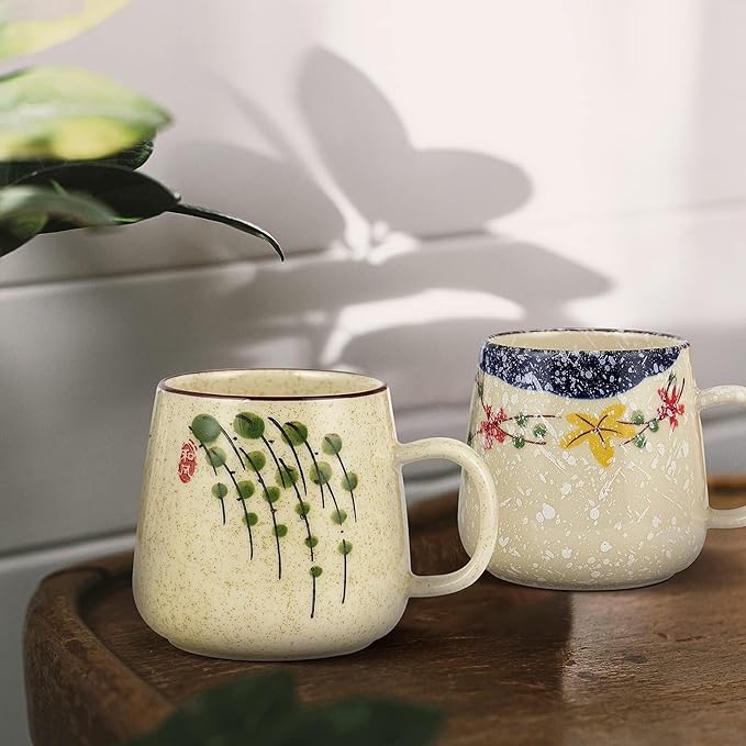 clothmile 2.8 inch 4 Pieces Japanese Retro Ceramics Mug Asian Chinese Coffee Cups Set for Restaurant, Diner, Farmhouse, Coffee Shop, Home