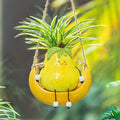 Cute Hanging Planter Pot - Swing Smiley Planter for Indoor Outdoor Plants - Ceramic Succulent Plant Pot with Face