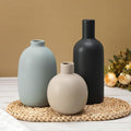 Ceramic Vase Set of 3, Large Neutral Rustic Vases for Farmhouse Decor, Pampas Grass & Dried Flowers and Table Living Room Home Decor