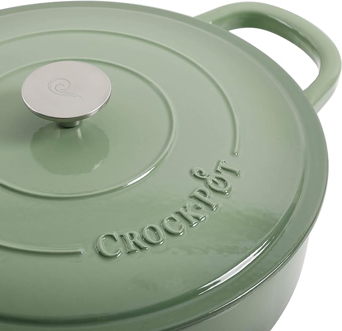 Crock Pot Artisan Enameled Cast Iron Braiser W/Lid, 5-Quart, Pistachio