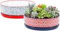 Selamica Ceramic Succulent Pots, Shallow Succulent Planters with Drainage Hole & Saucer, Indoor Plant Pots for Cactus, Home Decor，Assorted Colors,8 inch，Set of 2