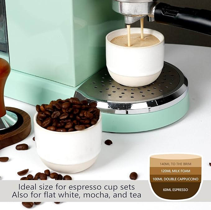 Ceramic Espresso Cups Set, Espresso Coffee Mugs, Special Glazed Demitasse Cups Expresso Coffee Cup for Espresso Machine (Pure White)