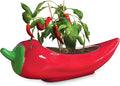 Red Hot Chili Planter – Glazed Ceramic Chili Pepper Plant Pot for Indoor Gardening – Fun & Spicy Gift for Plant Parents and Chili Lovers – Unique Indoor Planter for Herbs, Houseplants & Peppers
