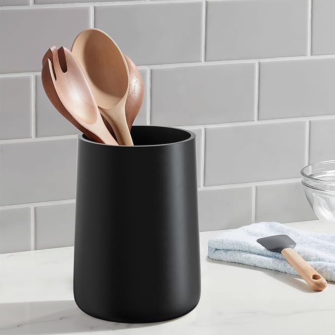 Utensil Holder – 7" Tall x 5.2" Diameter Kitchen Utensil Organizer for Countertop (Matte Black, 1 Pack)