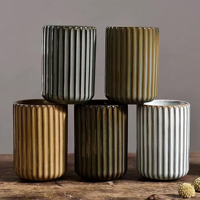 Ceramic Toothbrush Holder for Bathroom, Ceramic Toothbrush Cup, Toothpaste Organizer for Bathroom Countertop, Bathroom Storage Organizer, Kiln Transformation Cup (Deep Green)
